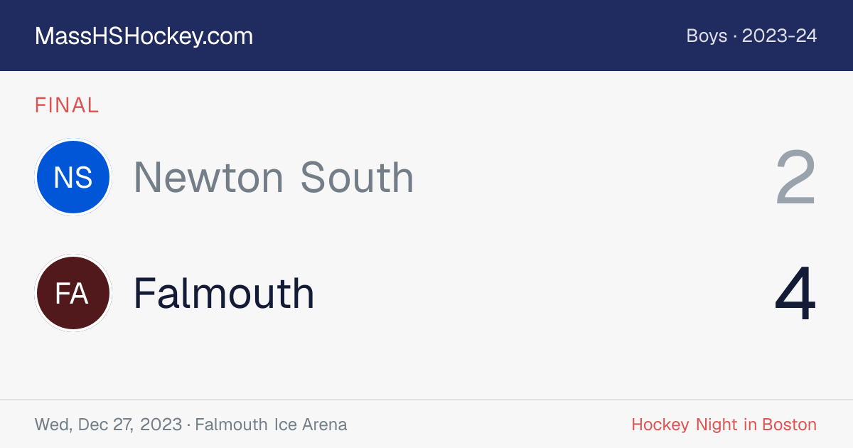 Newton South at Falmouth score card