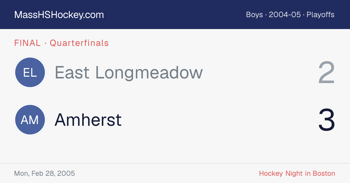 East Longmeadow at Amherst score card