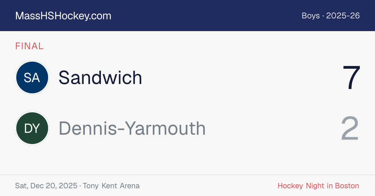 Sandwich at Dennis-Yarmouth score card
