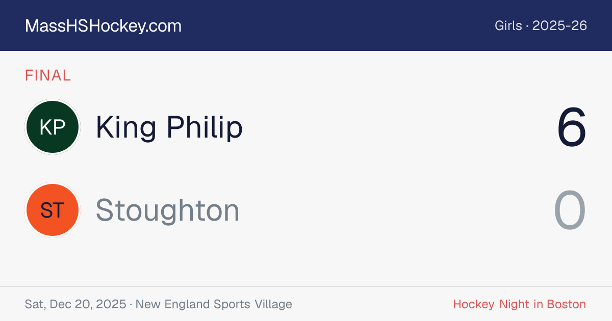 King Philip at Stoughton score card