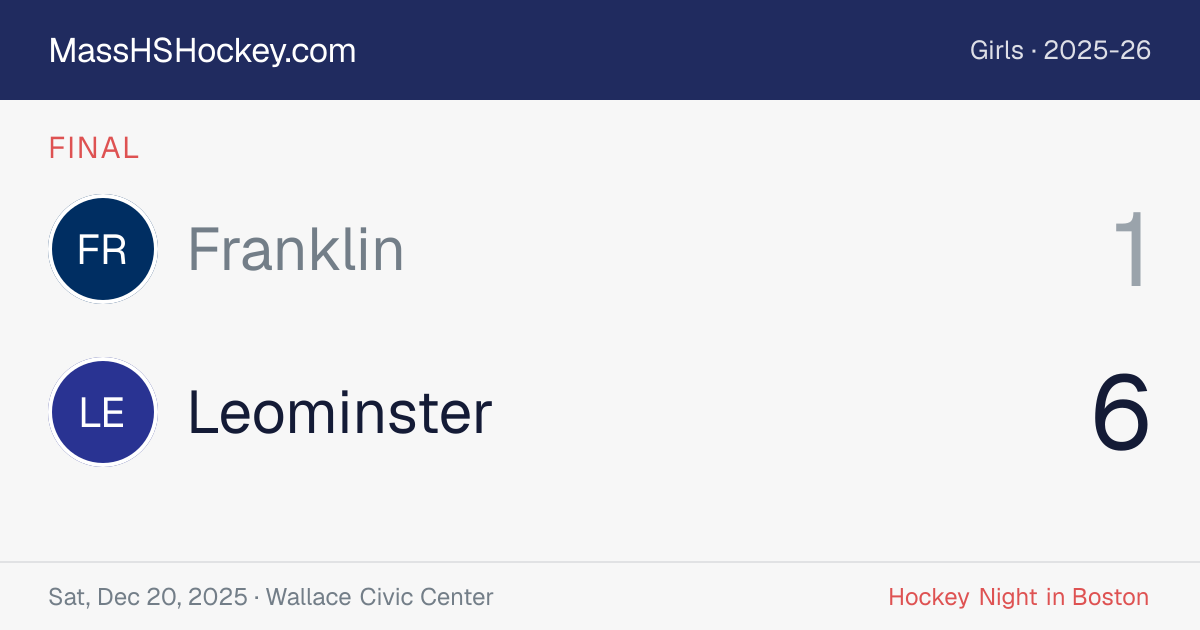 Franklin at Leominster score card