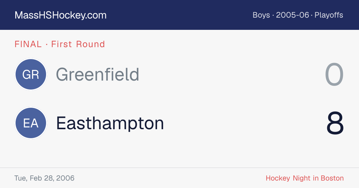 Greenfield at Easthampton score card