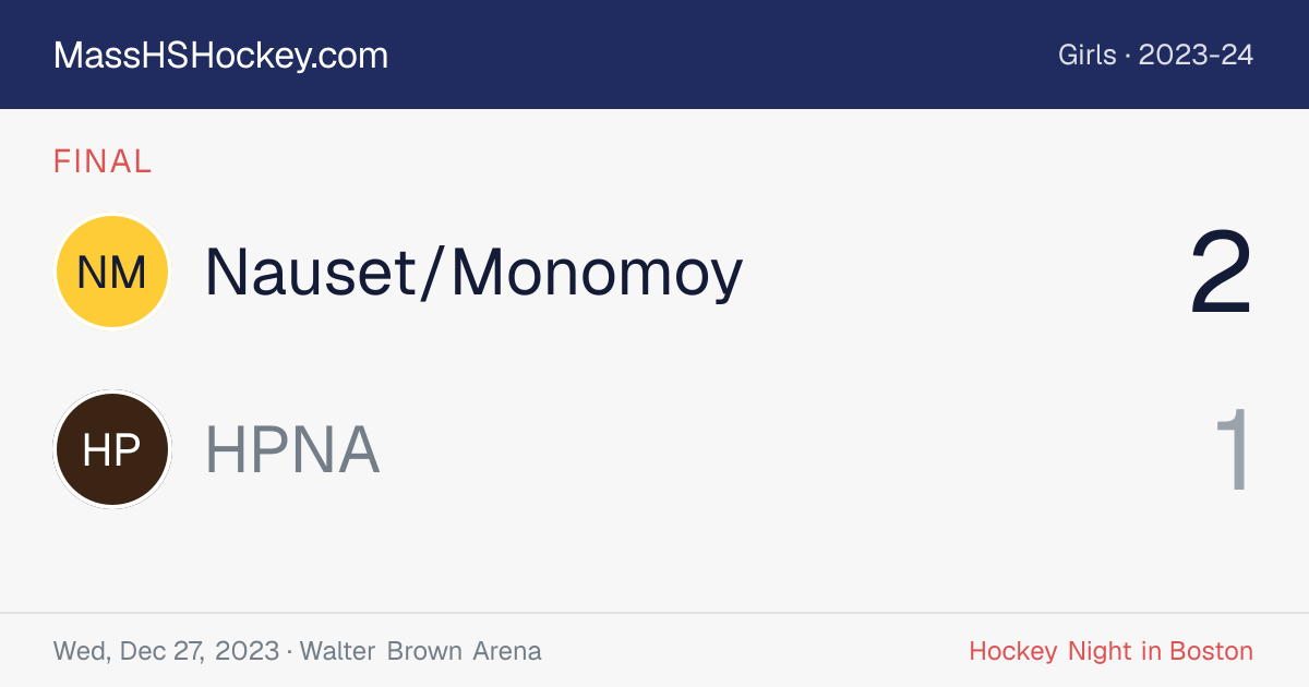 Nauset/Monomoy at HPNA score card