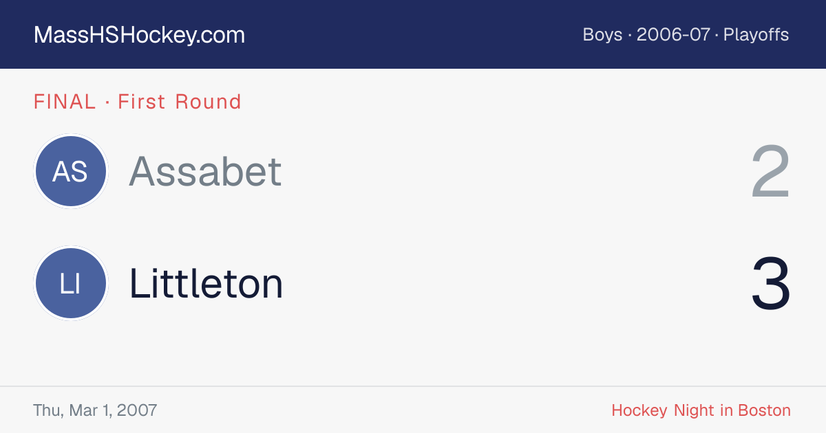 Assabet at Littleton score card