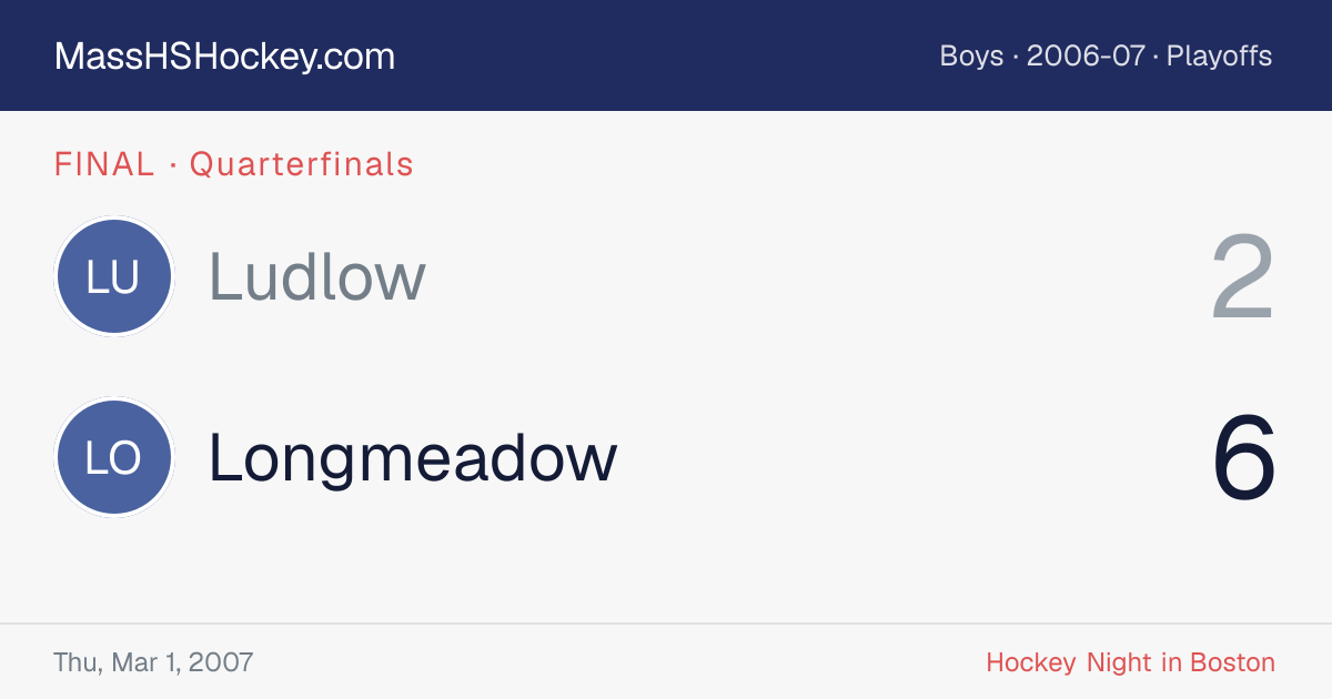 Ludlow at Longmeadow score card