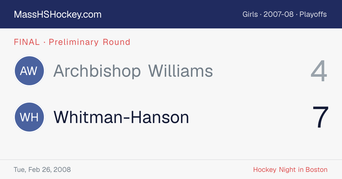 Archbishop Williams at Whitman-Hanson score card