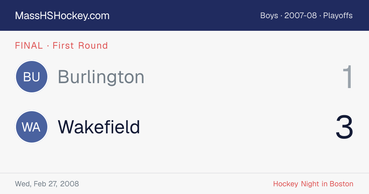 Burlington at Wakefield score card