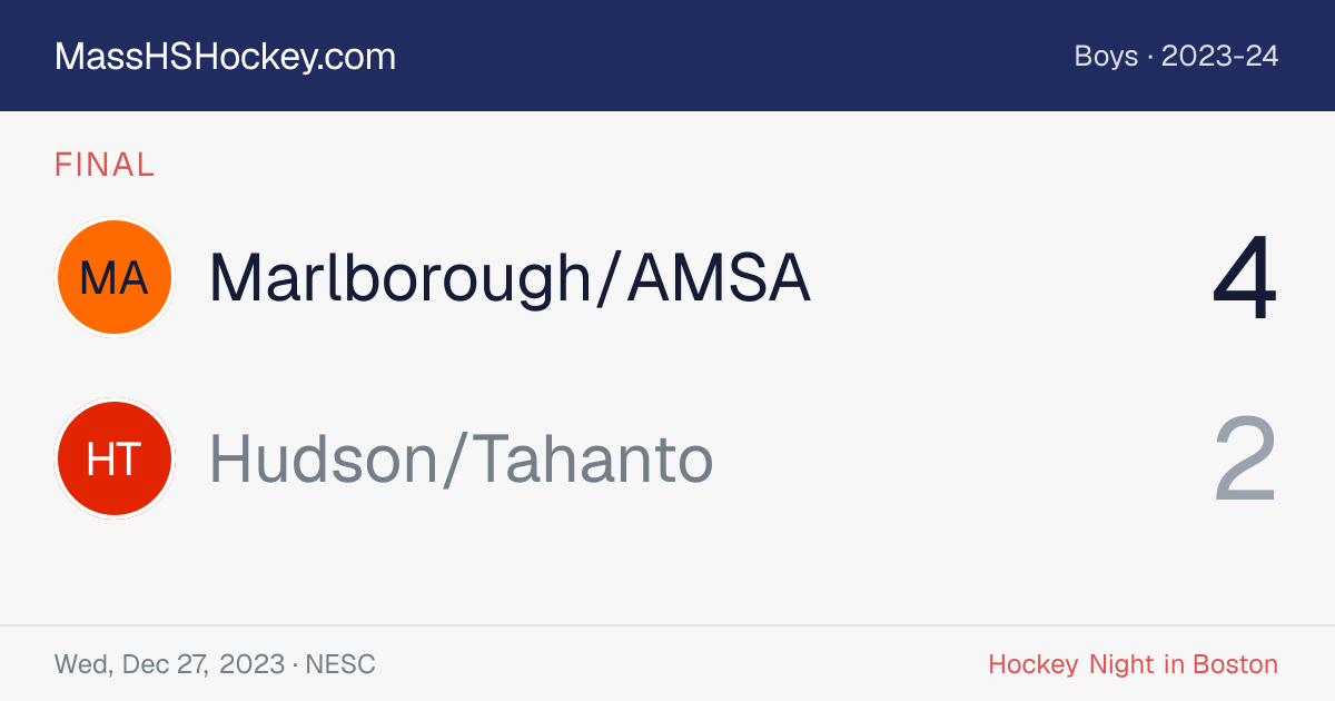 Marlborough/AMSA at Hudson/Tahanto score card