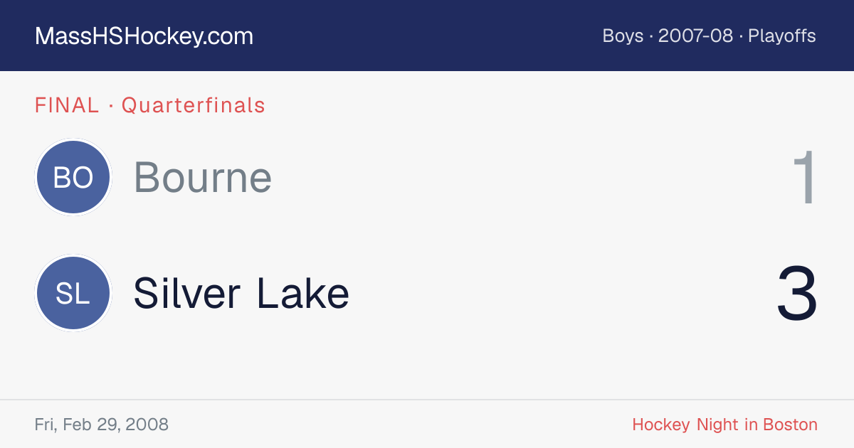 Bourne at Silver Lake score card