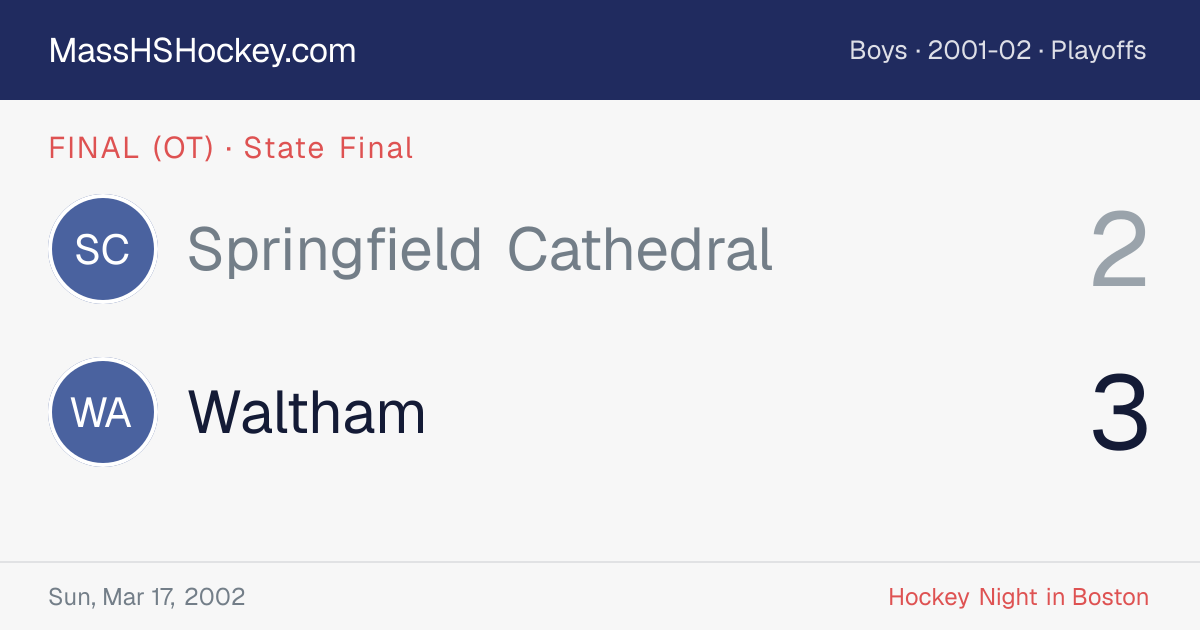 Springfield Cathedral at Waltham score card