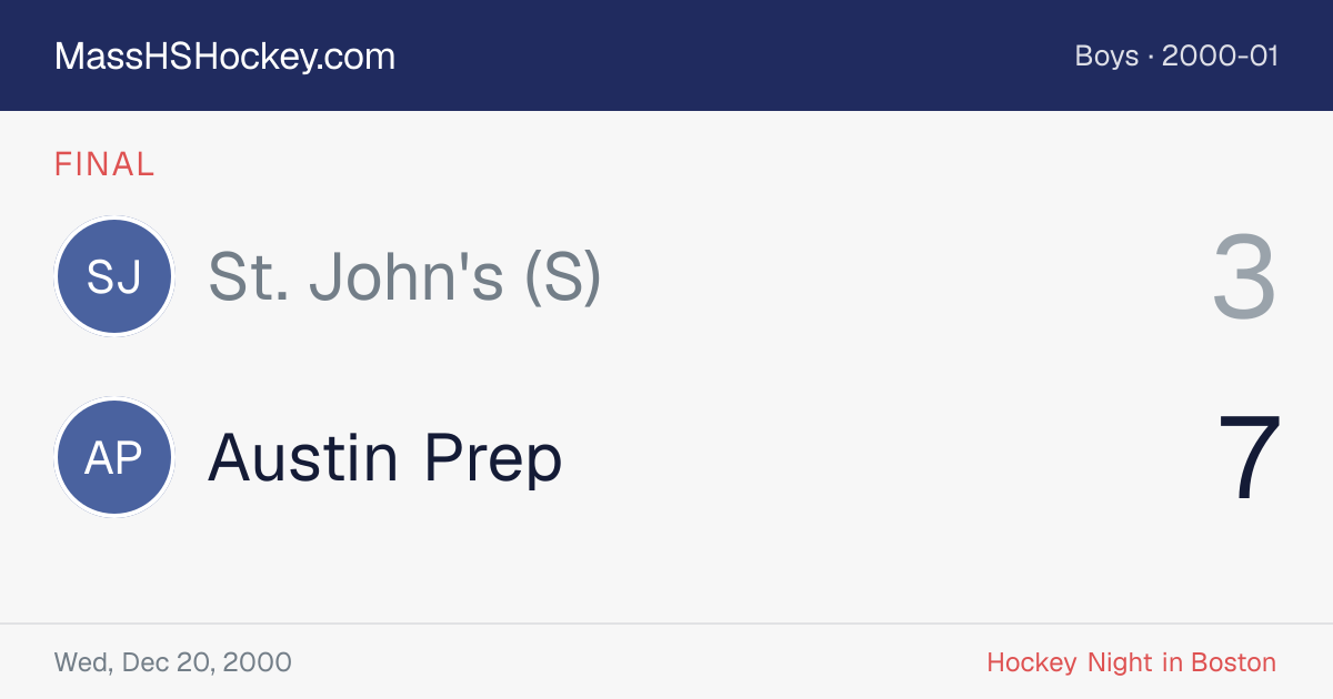 St. John's (S) at Austin Prep score card