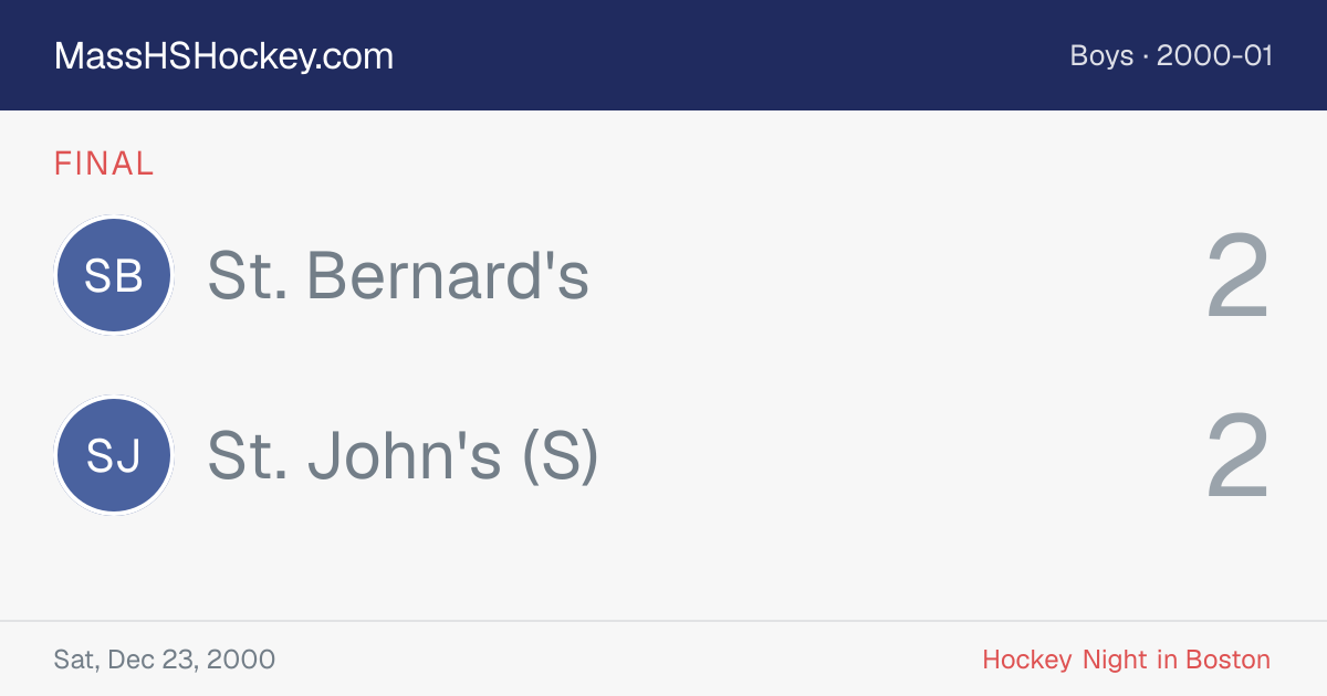 St. Bernard's at St. John's (S) score card