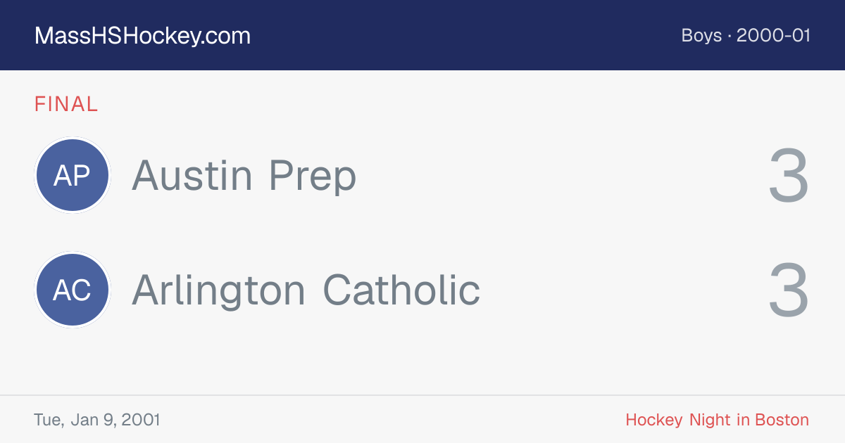 Austin Prep at Arlington Catholic score card