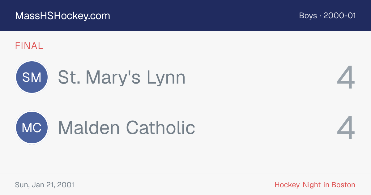 St. Mary's Lynn at Malden Catholic score card