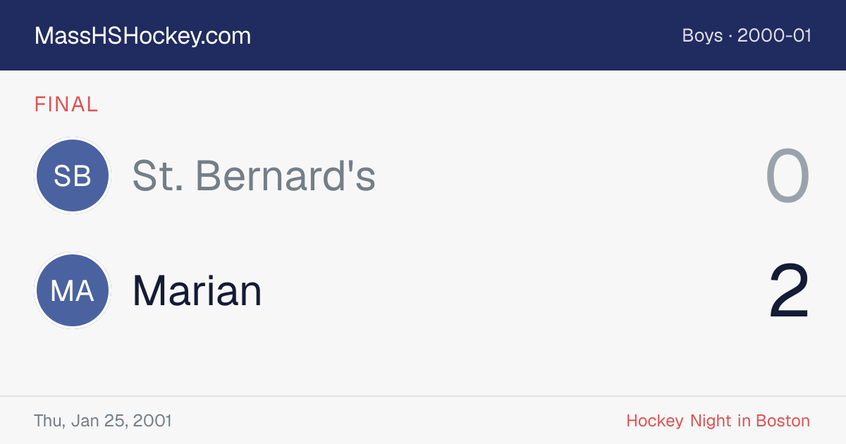 St. Bernard's at Marian score card