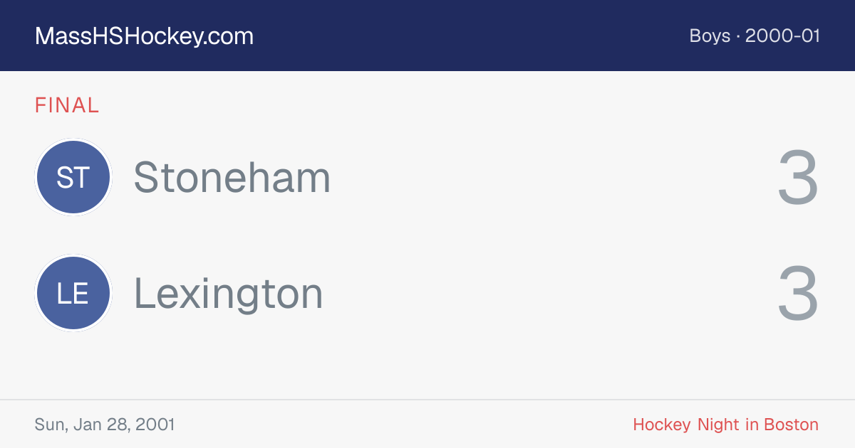 Stoneham at Lexington score card