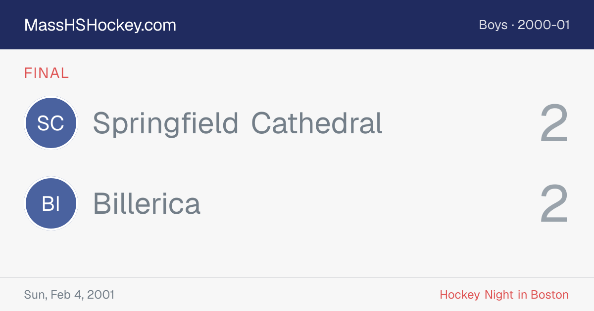 Springfield Cathedral at Billerica score card