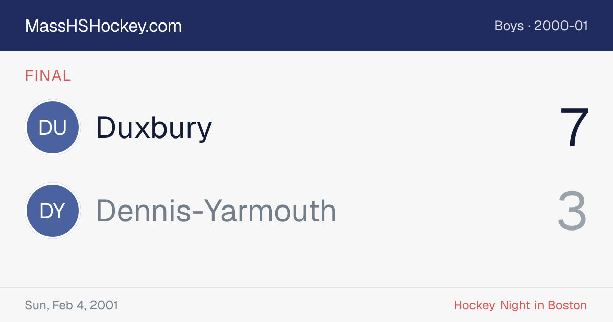 Duxbury at Dennis-Yarmouth score card