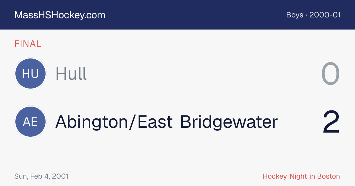 Hull at Abington/East Bridgewater score card