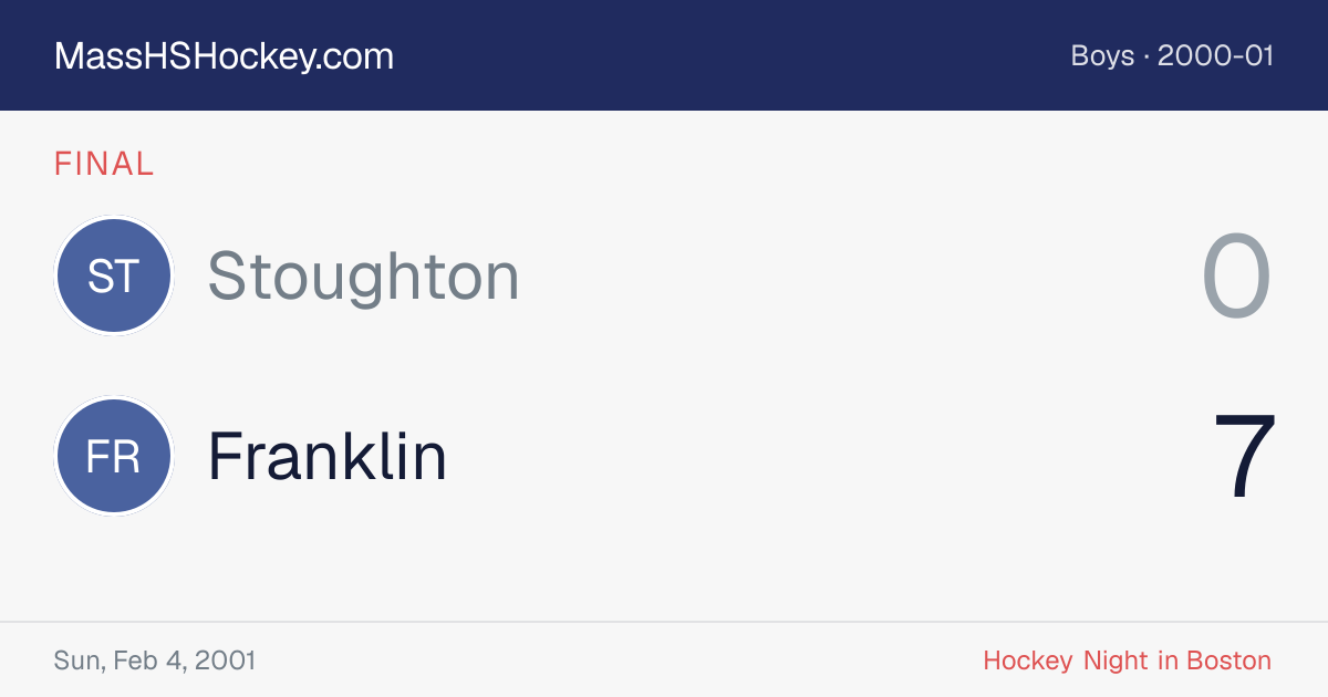 Stoughton at Franklin score card