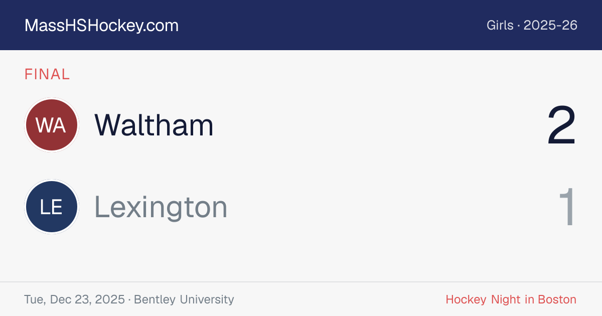 Waltham at Lexington score card