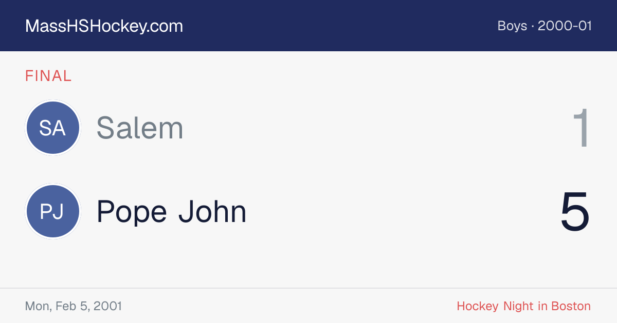 Salem at Pope John score card