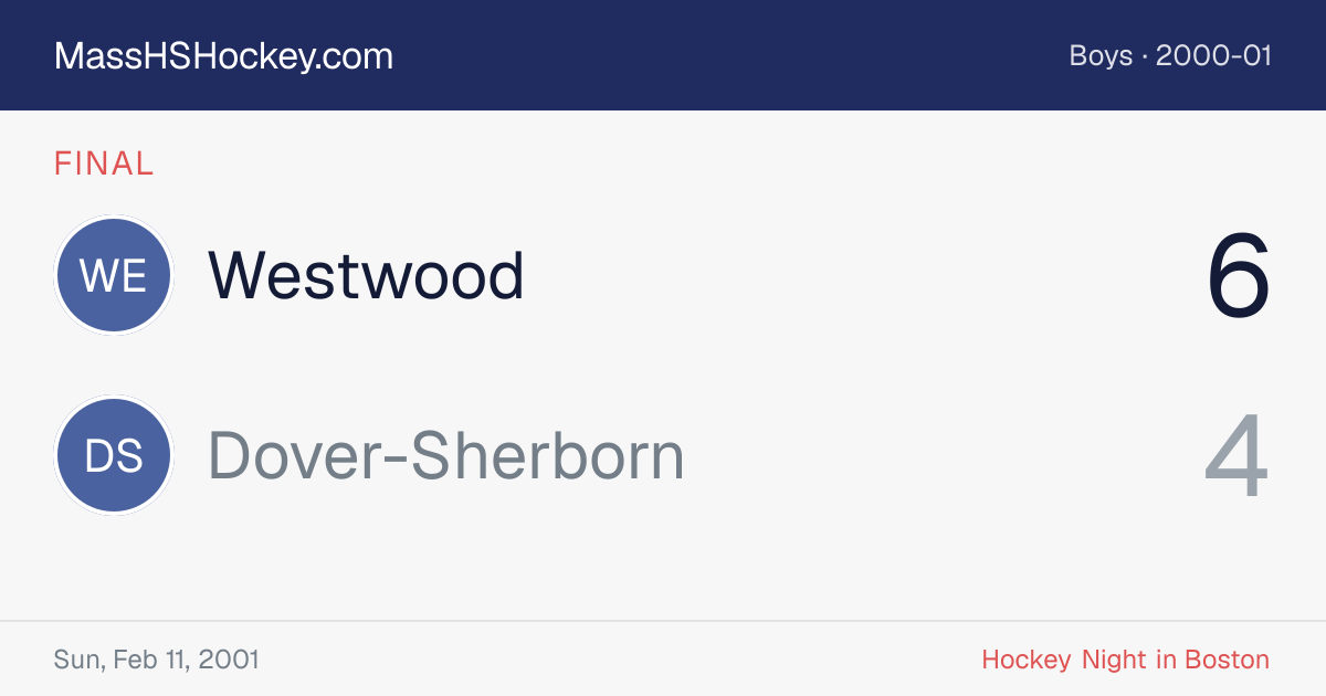 Westwood at Dover-Sherborn score card