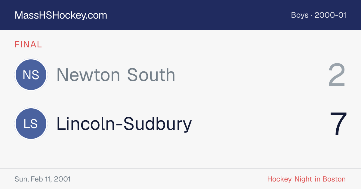 Newton South at Lincoln-Sudbury score card