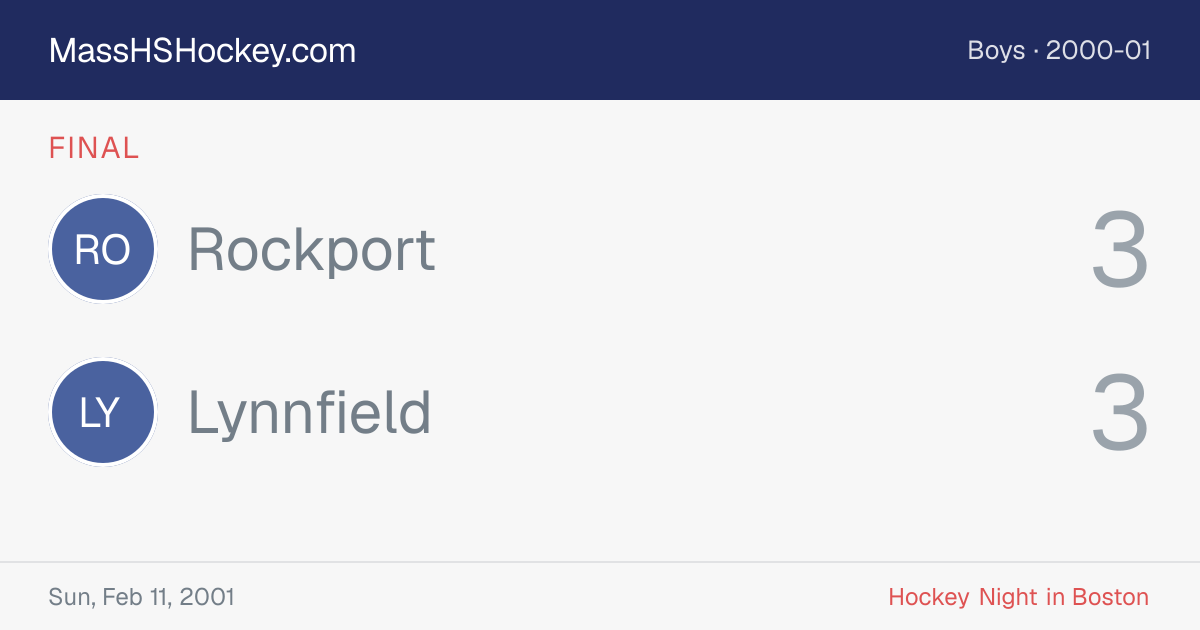 Rockport at Lynnfield score card