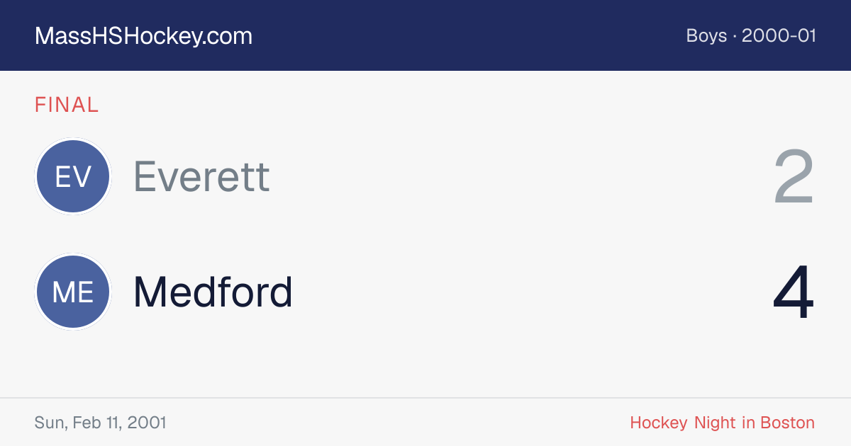 Everett at Medford score card