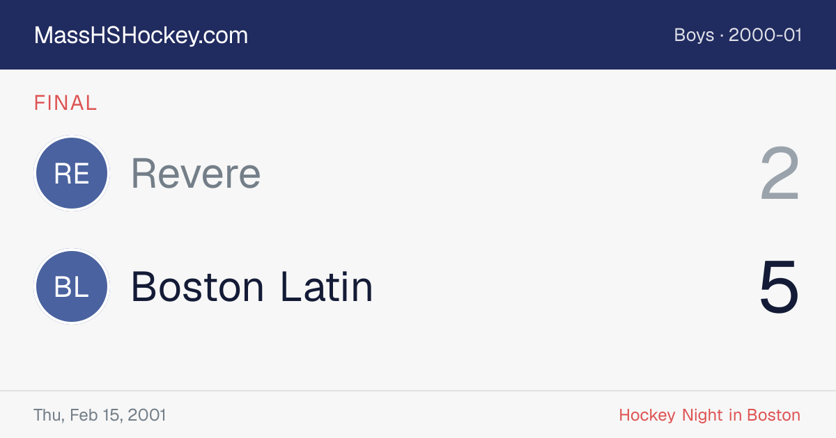 Revere at Boston Latin score card