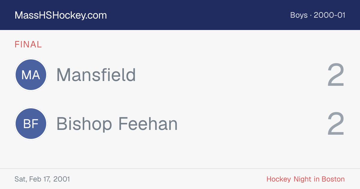 Mansfield at Bishop Feehan score card