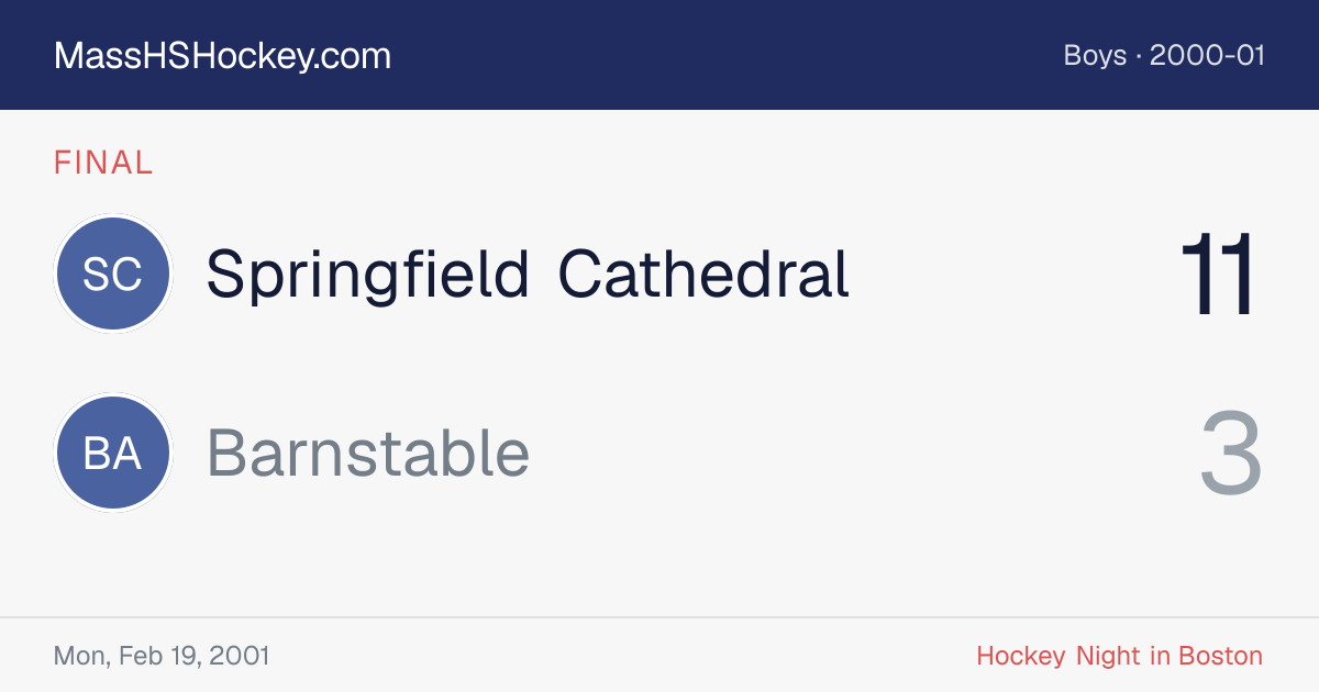 Springfield Cathedral at Barnstable score card