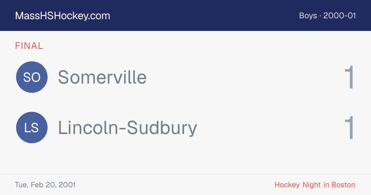 Somerville at Lincoln-Sudbury score card