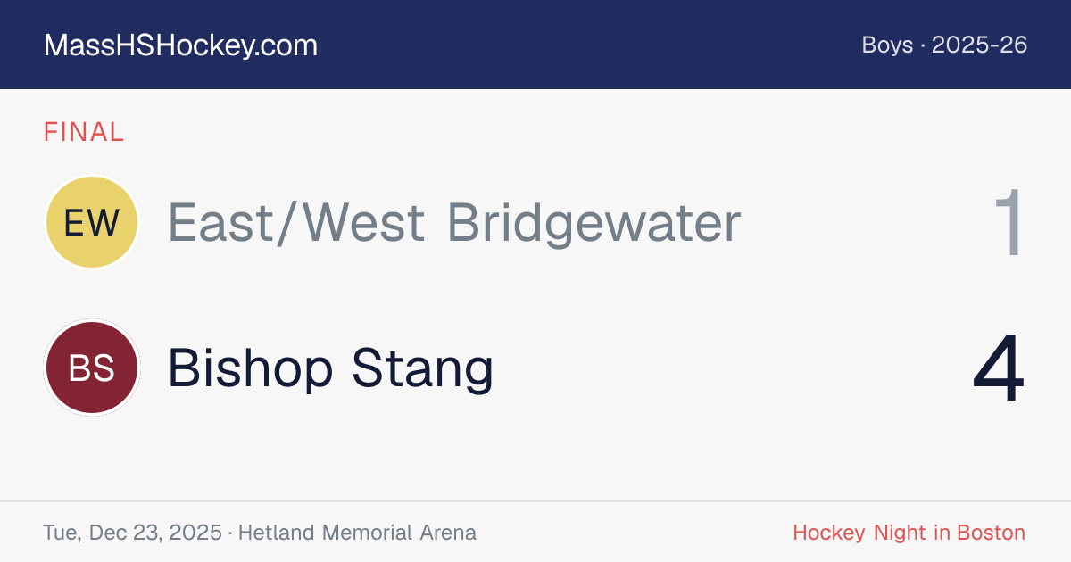 East/West Bridgewater at Bishop Stang score card