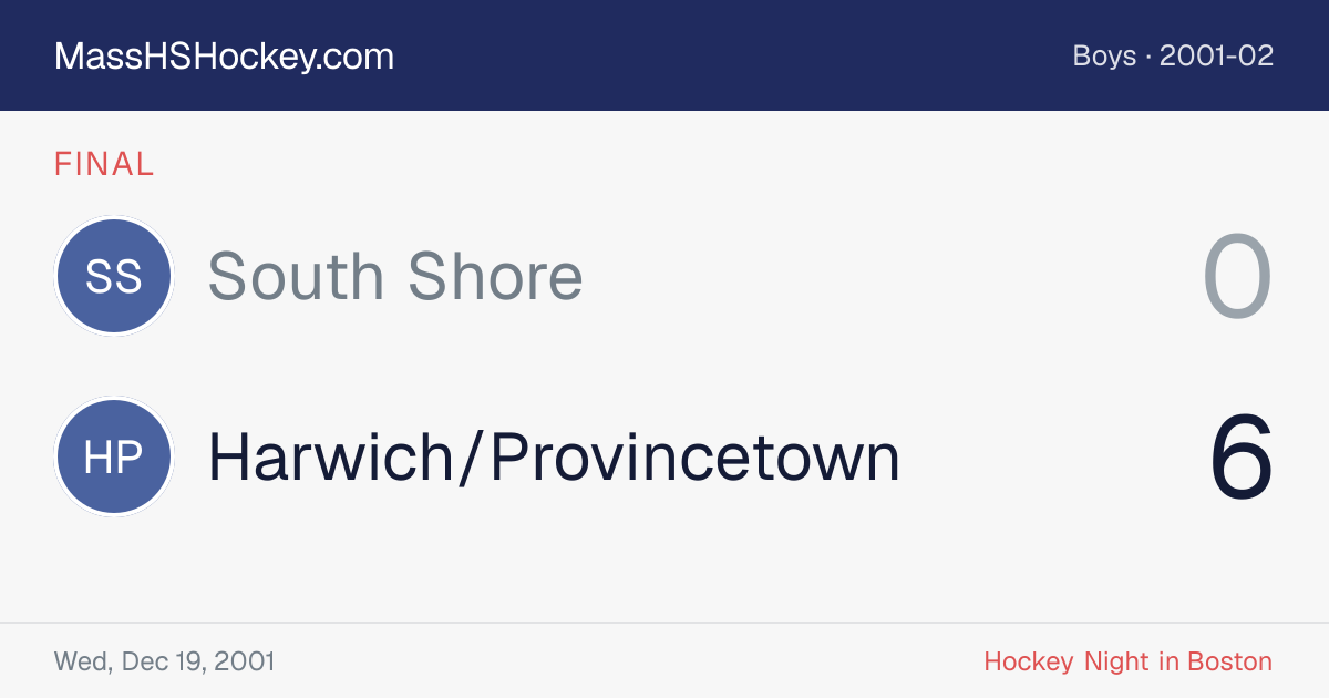 South Shore at Harwich/Provincetown score card
