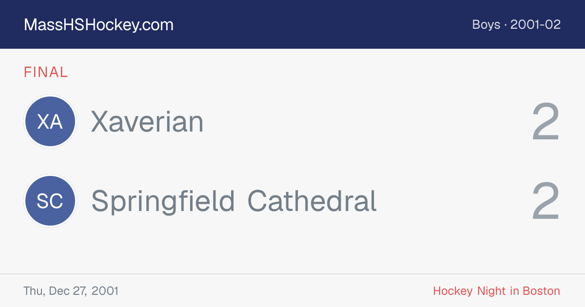 Xaverian at Springfield Cathedral score card