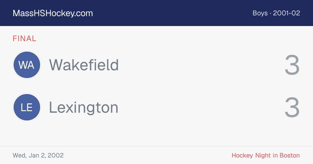 Wakefield at Lexington score card