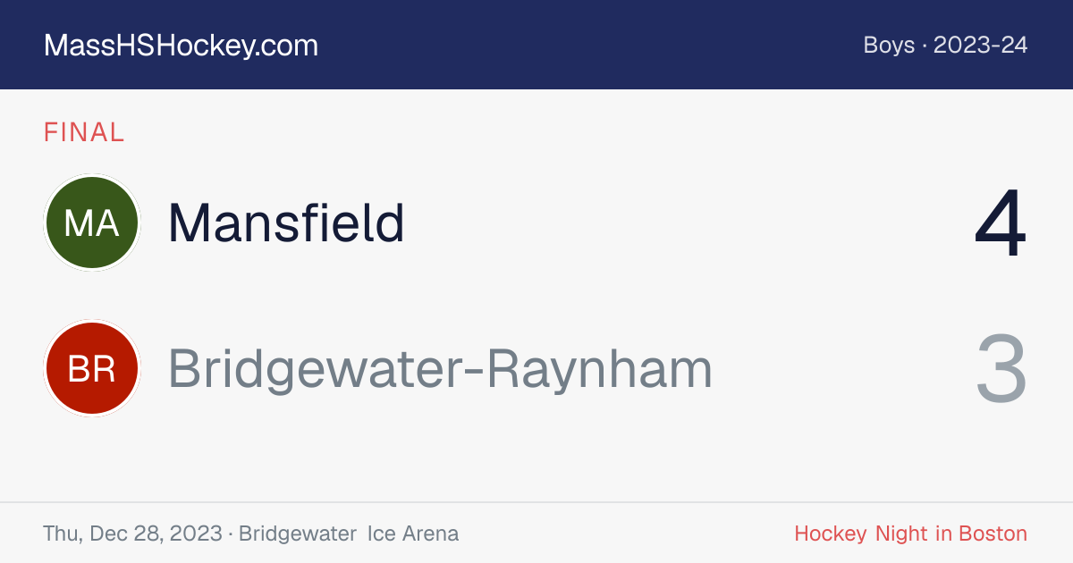 Mansfield at Bridgewater-Raynham score card