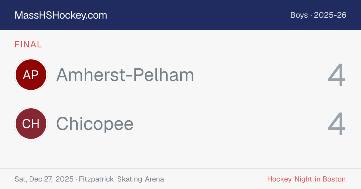Amherst-Pelham at Chicopee score card