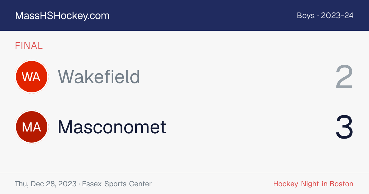 Wakefield at Masconomet score card