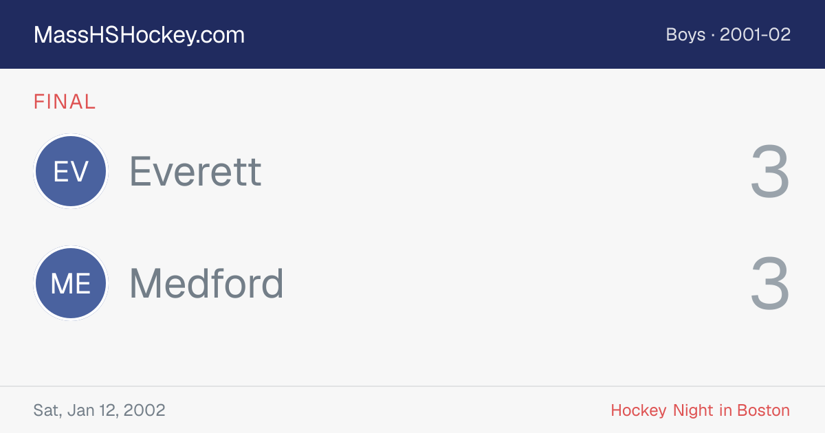 Everett at Medford score card