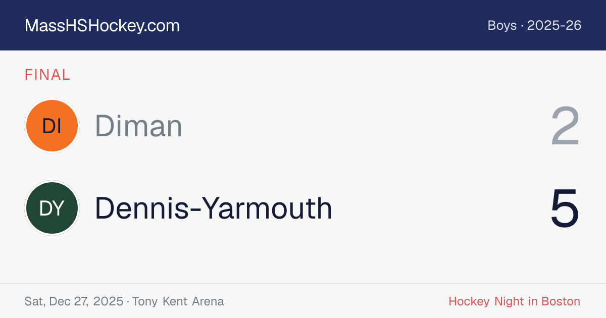 Diman at Dennis-Yarmouth score card