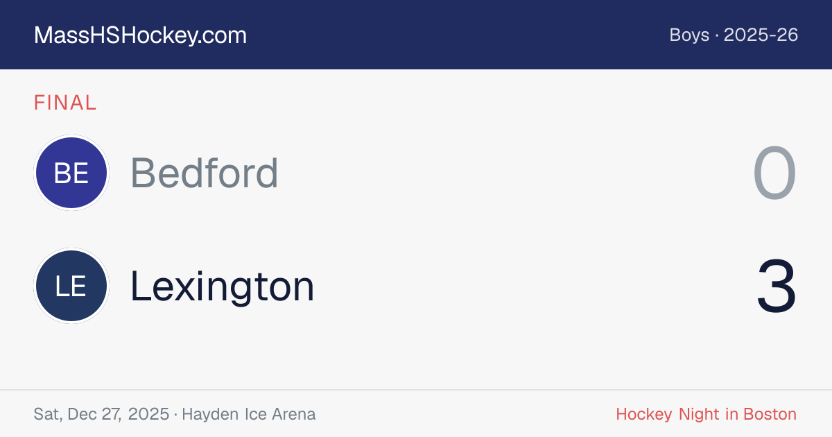 Bedford at Lexington score card