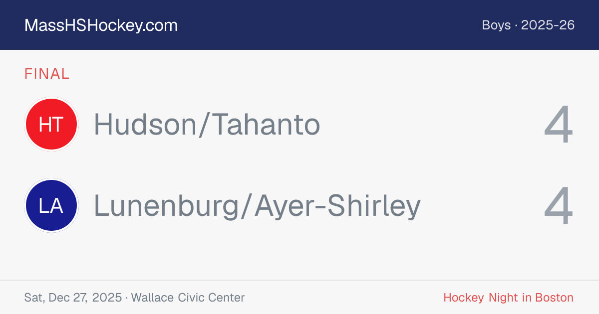 Hudson/Tahanto at Lunenburg/Ayer-Shirley score card