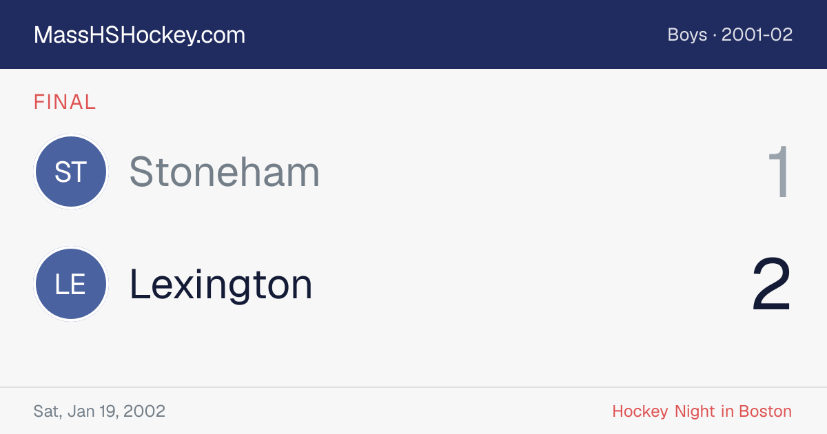 Stoneham at Lexington score card
