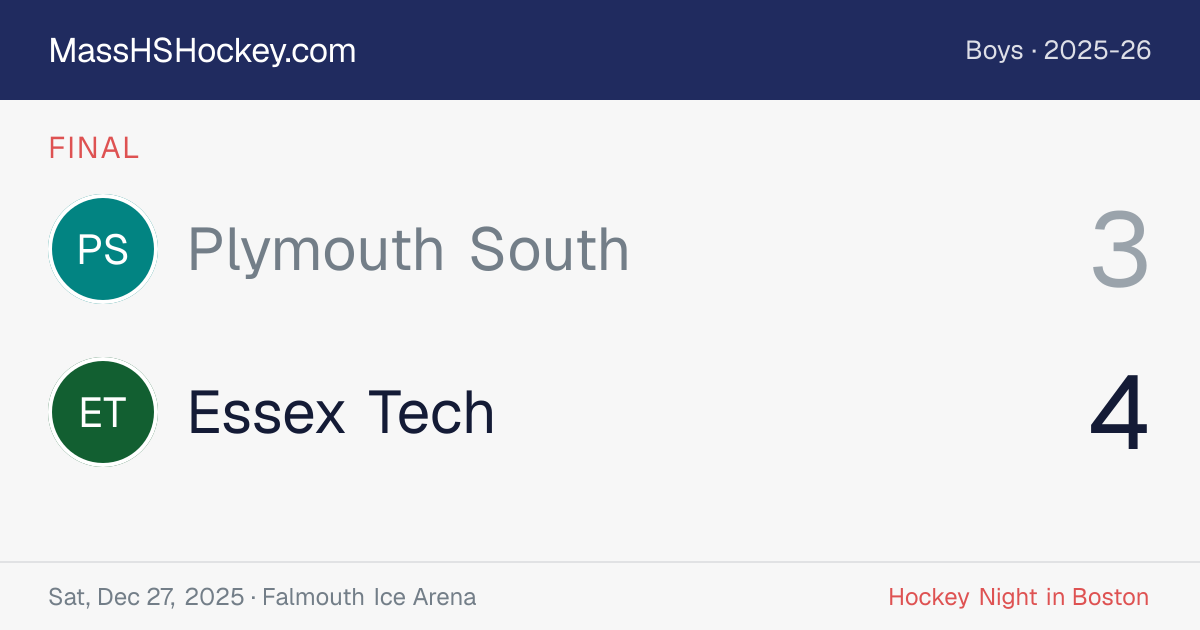 Plymouth South at Essex Tech score card