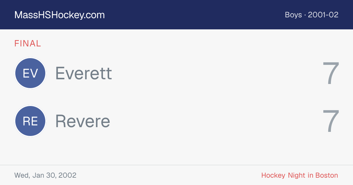 Everett at Revere score card