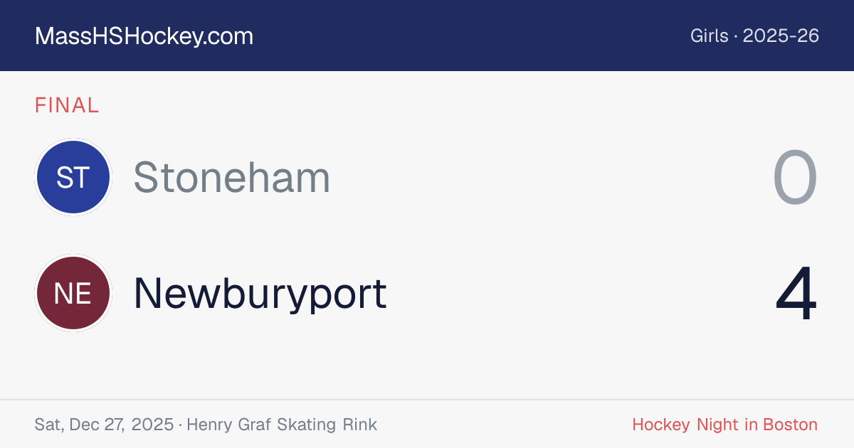 Stoneham at Newburyport score card