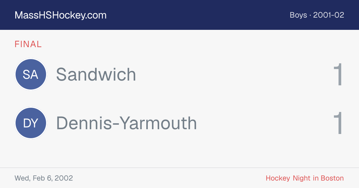 Sandwich at Dennis-Yarmouth score card